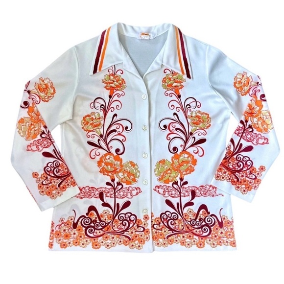 1960s All over floral print shirt jacket - Picture 10 of 10